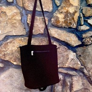SAK BAG! 10”H/11”W/4” bottom Solid black, large zipper department on outside